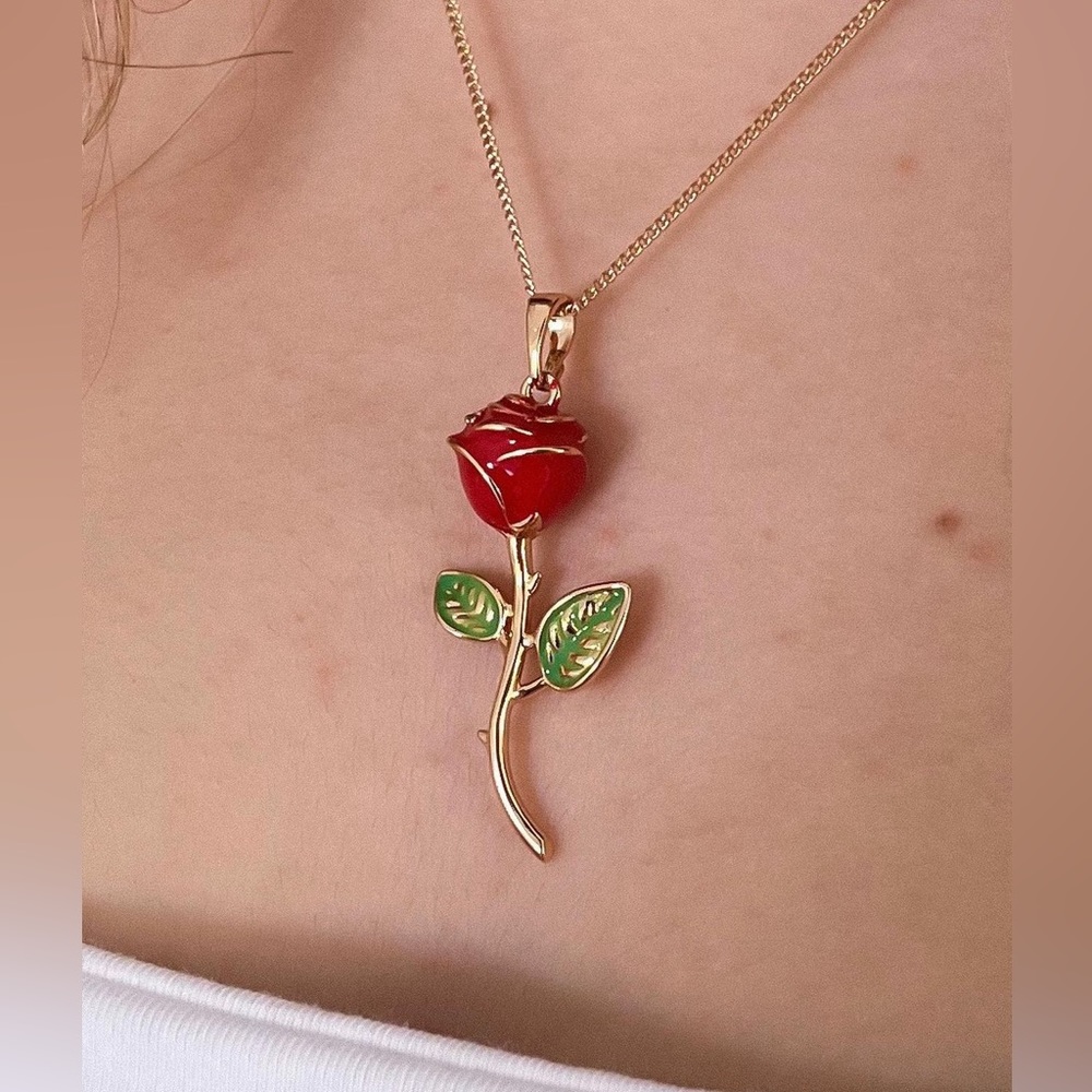 Rose Necklace 18k Gold Tone Luxury Jewelry - Picture 5 of 5